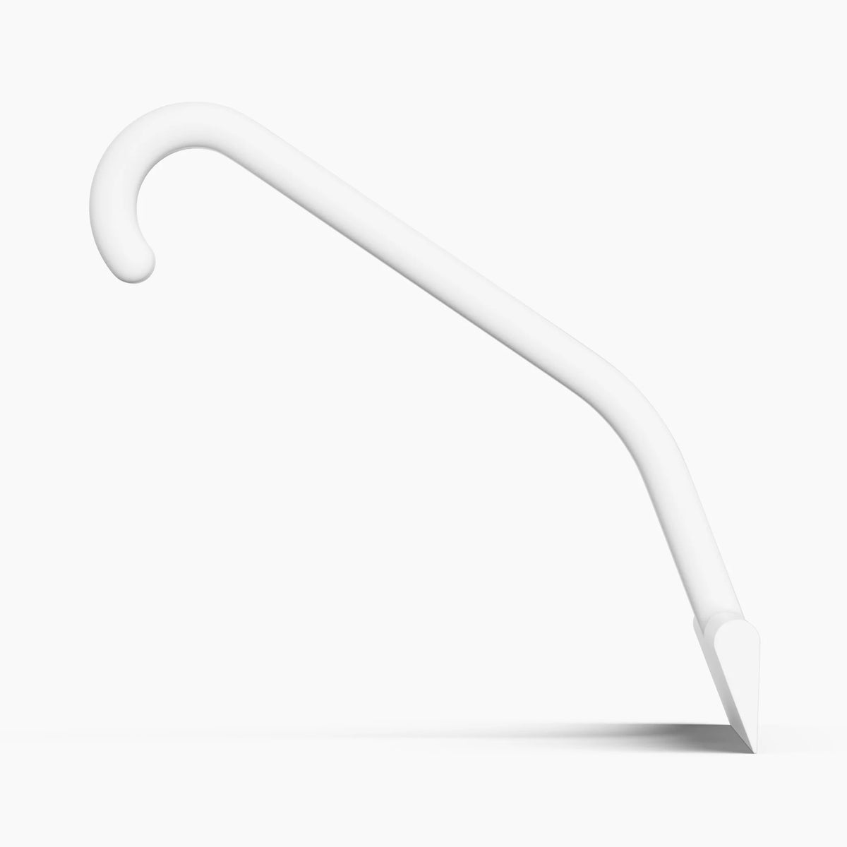 Close-up of the built-in hanging hook on the White dancemoon JustHang shower squeegee