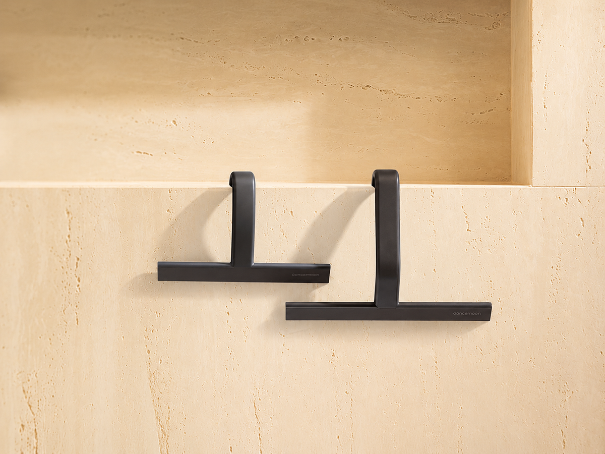 Black dancemoon shower squeegee in a bathroom